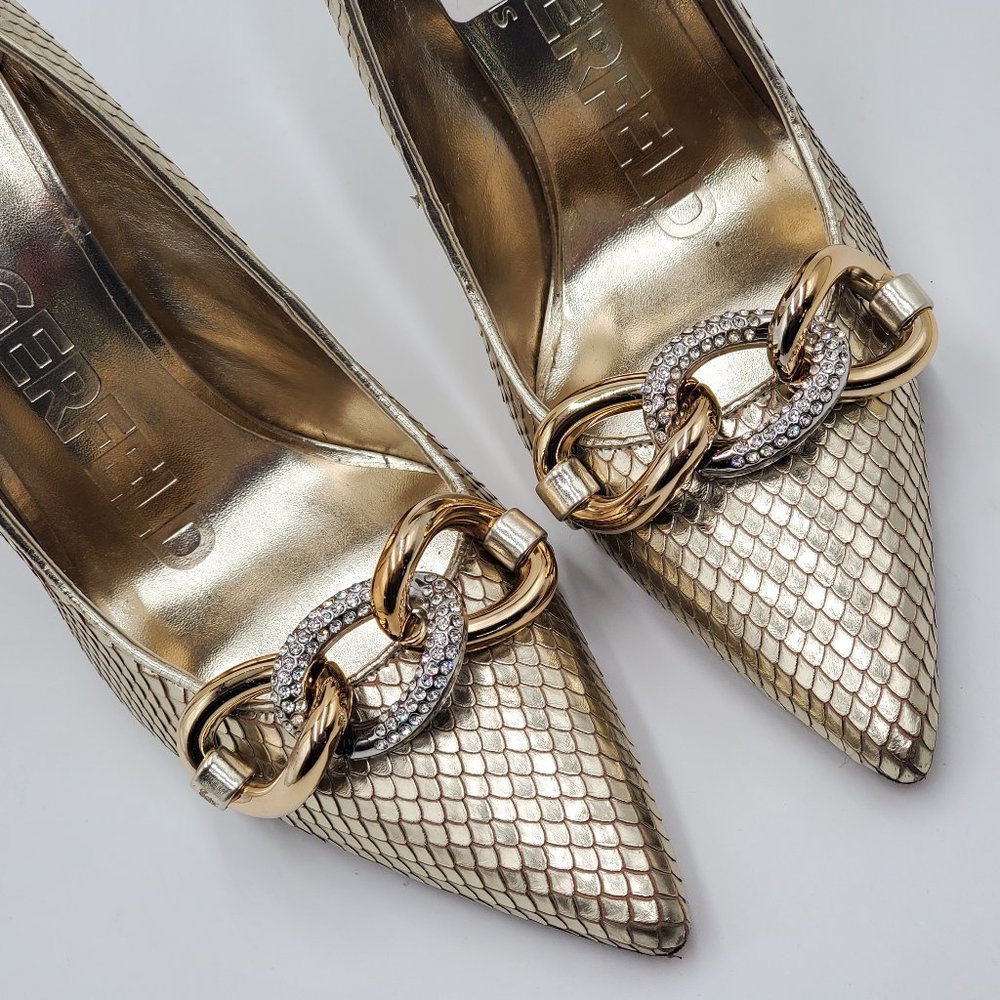 Karl Lagerfeld Paris Rhinestone Chain Metallic Heels - Picture 4 of 16